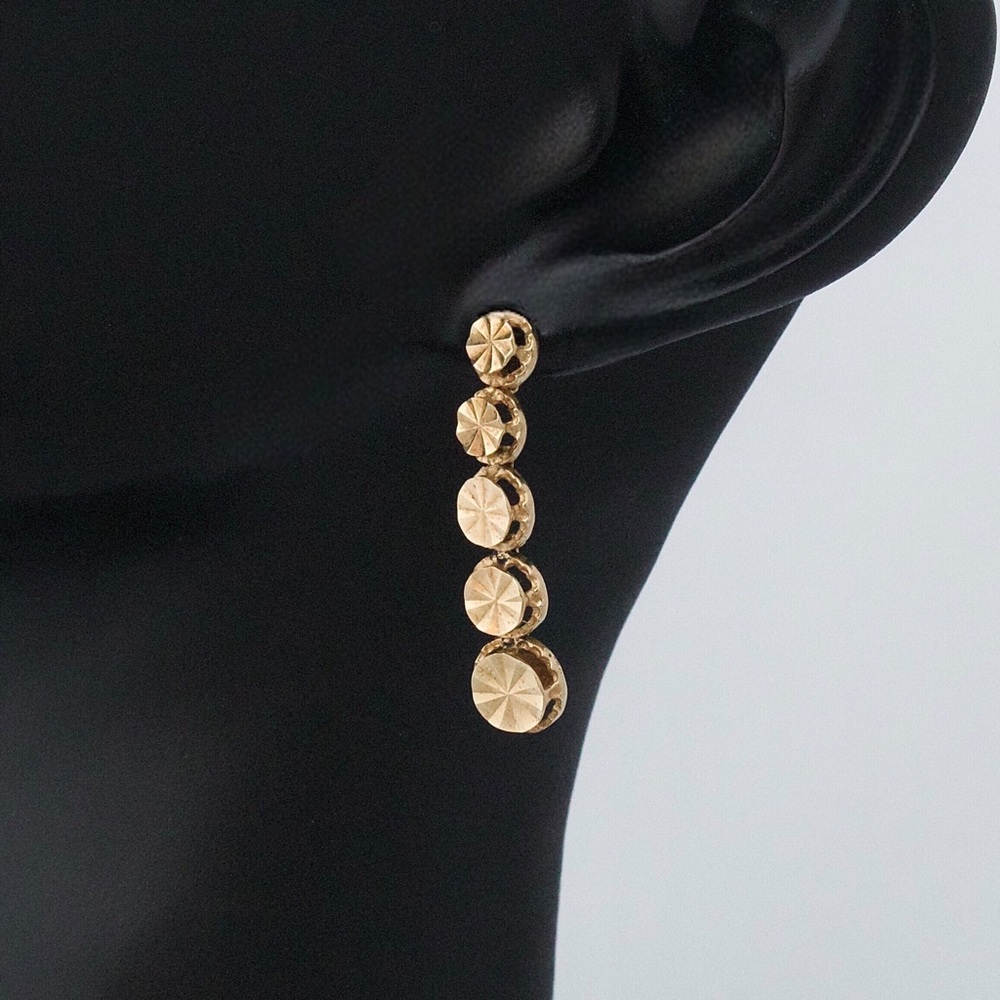 Vintage 14K Yellow Gold Circle Drop Earrings by Beverly Hills Gold